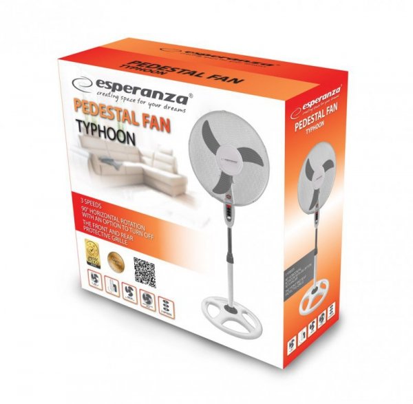 Wentylator stojący Esperanza Typhoon EHF002WE (kolor biały, kolor szary)