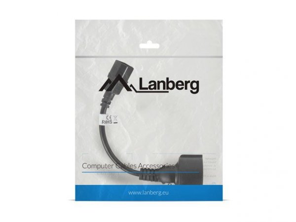 LANBERG PRZEDŁUŻACZ KABLA ZASILAJĄCEGO IEC 320 C14 -&gt; SCHUKO(F), 20CM
