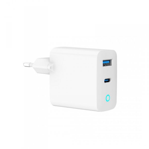 GEMBIRD 2-PORTOWA SZYBKA ŁADOWARKA SIECIOWA GAN (PD) USB (A+C), 45W, LED, BIAŁA