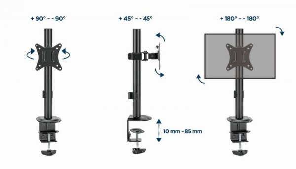 GEMBIRD BIURKOWE REGULOWANE RAMIĘ NA MONITOR 17&quot;-32&quot;, DO 9 KG