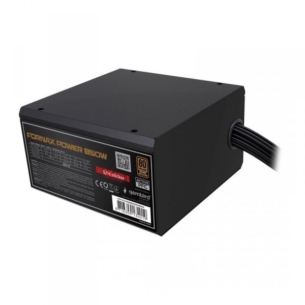GEMBIRD ZASILACZ KOMPUTEROWY FORNAX POWER 80+ BRONZE ATX, 850W, AKTYWNE PFC, 12CM WENTYLATOR