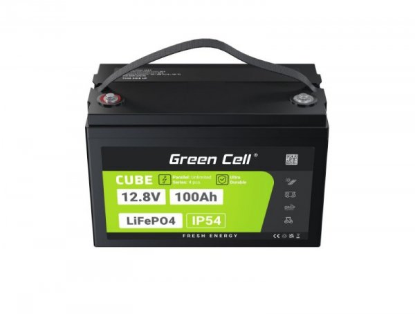 GREEN CELL AKUMULATOR LIFEPO4 CUBE 100AH 12V/12.8V 1280WH LFPGC12V100AH