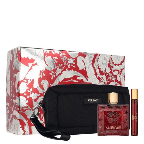 Versace Eros Flame Set - Eau de Parfum 100 ml + Eau de Parfum 10 ml + Black Trousse