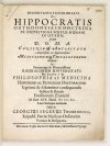 SEGER Georg (Thoruniensis) - Dissertatio inauguralis de Hippocratis orthodoxia in doctrina de nutritione foetus humani in utero.