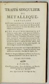 PEREZ de Vargas [Bernardo] - Traité singulier de métallique [...] 1743 Dotyczy hutnictwa, metalurgii i górnictwa rud metali