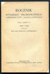 Rocznik Wydziału Filozoficznego Uniwersytetu Jagiellońskiego. T. 1, z. 2 1930-1934