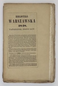 BIBLIOTEKA Warszawska. Pismo poświęcone naukom, sztukom i przemysłowi. R. 1848, t. 4, zesz. 94: X 1848.