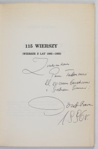 Baran Józef - 115 wierszy (Wiersze z lat 1985-1993) - (dedykacja)