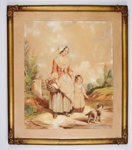 NAKIELSKI Teodor 1822-1895) - Przechadzka z pieskiem.