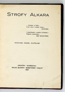 Strofy Alkara. Wydanie nowe, zupełne 