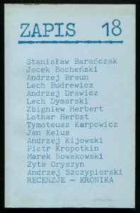 Zapis: poezja, proza, eseje, kronika. [R. 5], nr 18: IV 1981.