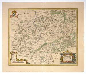 [ŚLĄSK]. Comitatus Glatz. Miedzioryt kolorowany form. 37,9x45,8 cm