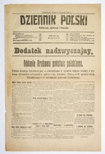 DZIENNIK Polski. Polityczny, społeczny i literacki. Dodatek nadzwyczajny: 2 XI 1918.