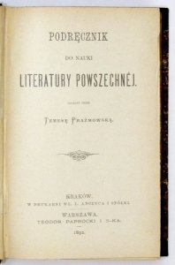PRAŻMOWSKA Teresa - Podręcznik do nauki literatury powszechnej.
