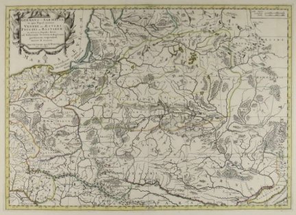 [POLSKA, UKRAINA]. Germano-Sarmatia in qua Populi maiores Venedi et Aestiaei, Peucini et Bastarnae in minores Populos divisi ad hodiernam locorum, et Regionum positionem respondent.