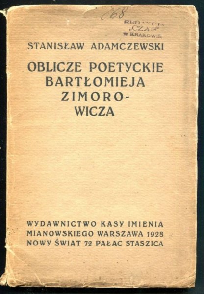 Adamczewski Stanisław - Oblicze poetyckie Bartłomieja Zimorowicza