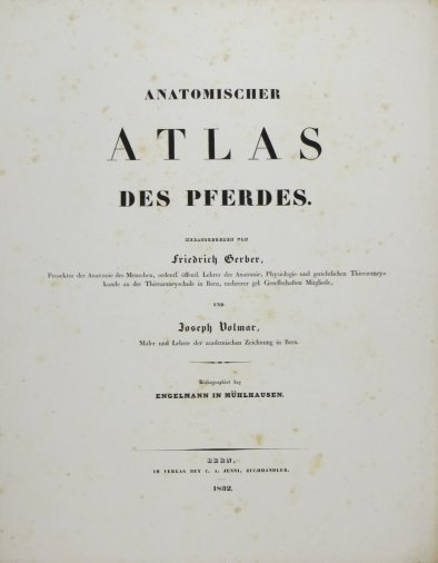 GERBER Friedrich, VOLMAR Joseph - Anatomischer atlas des Pferdes. Hsrg.