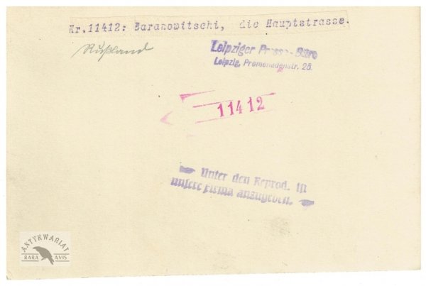 [I WOJNA św. - Baranowicze - ulica Główna - fotografia prasowa].