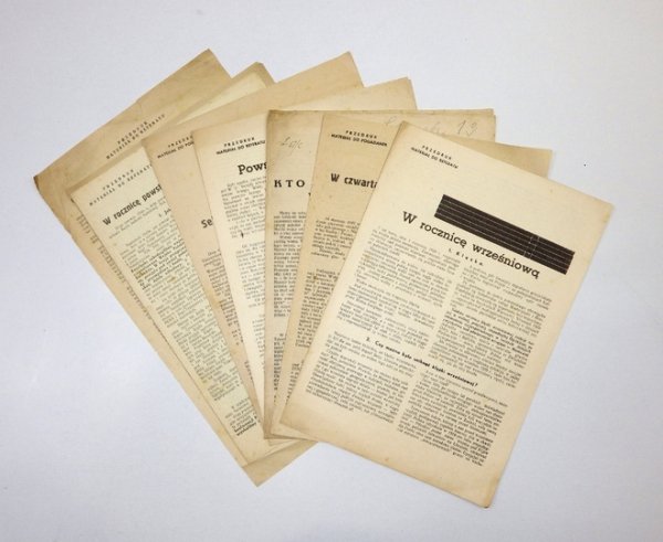 [PROPAGANDA komunistyczna]. Zbiór 8 druków propagandowych z cyklu &quot;Materiały do referatu&quot; z okresu 1946-1947
