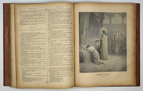 [BIBLIA]. Pismo święte Starego i Nowego Testamentu. Podług textu łacińskiego Wulgaty przekład X. Jakóba Wujka zatwierdzony przez Stolicę Apostolską. Wydanie nowe z objaśnieniami podług  J. Fr. Allioli [...]. Ozdobione 230 illustracyami Gustawa Doré. Wyd. 
