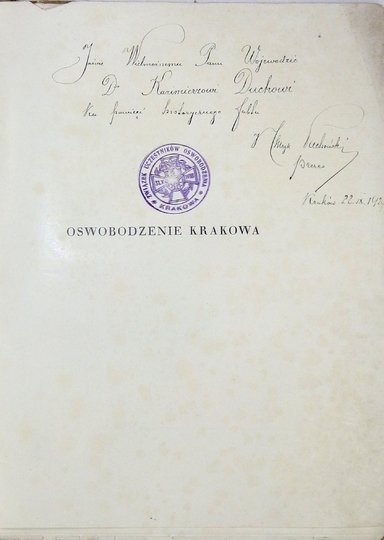 CHMIEL Adam - Oswobodzenie Krakowa 31 października 1918 roku Poprzedza historja &quot;Związku Uczestników Oswobodzenia Krakowa&quot; przez Henryka Pachońskiego.