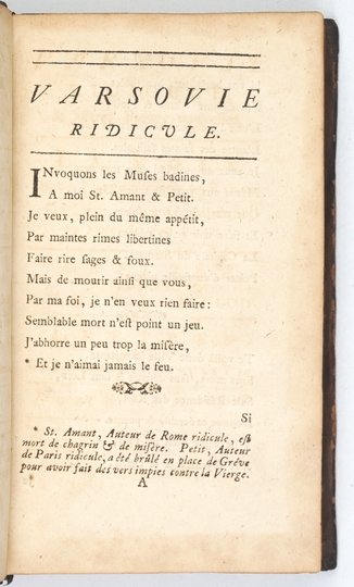 VARSOVIE ridicule, &amp; autres Piéces nouvelles. La Voix De la Nature et de a Raison, Ou Lettre dun Gouverneur au Pere de son Eleve. Lettres sur le Caractere des Anglois. Lettres sur la Creation de l;Arbre de Vie. Rédigé par Mr. L. C. M******.