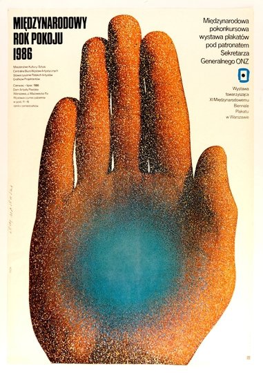MAJEWSKI Lech - Międzynarodowy Rok Pokoju 1986. Międzynarodowa pokonkursowa wystawa plakatów pod patronatem Sekretarza Generalnego ONZ.1986.