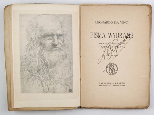 DA VINCI Leonardo - Pisma wybrane. Wybór, układ, przekład i wstęp Leopolda Staffa. T. 1-2.