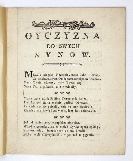 OYCZYZNA do swych synów.