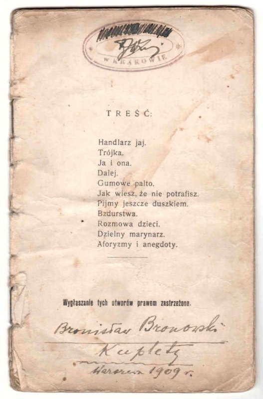 Bronowski Bronisław - Zbiór własnych kupletów i anegdot […]. Serja 1.