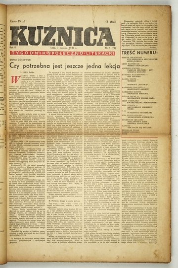 KUŹNICA. Tygodnik społeczno-literacki. 1947