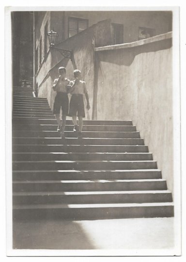 [WARSZAWA - &quot;Stare Miasto, schody na Bugaj&quot; - fotografia widokowa, sytuacyjna].