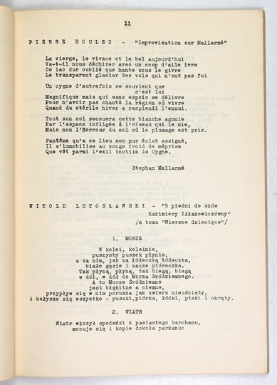 [WARSZAWSKA Jesień]. 4 Międzynarodowy Festiwal Muzyki Współczesnej &quot;Warszawska Jesień&quot;. Materiały uzupełniające do programu (noty biograficzne, teksty literackie, informacje).