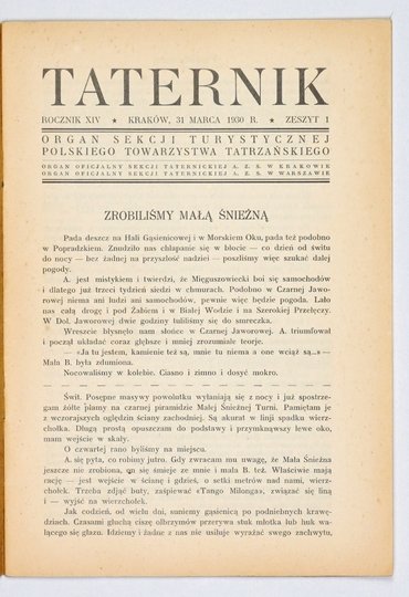 TATERNIK. Organ Sekcji Turystycznej Polskiego Towarzystwa Tatrzańskiego