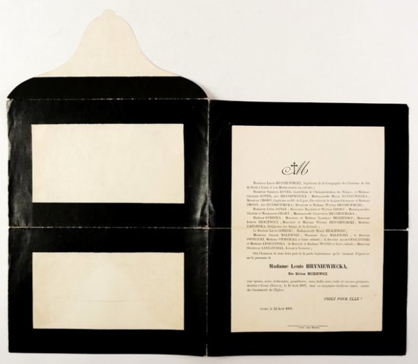 [MICKIEWICZOWIE]. Nekrolog córki wieszcza Heleny Hryniewickiej, Cesne 22 VIII 1897.