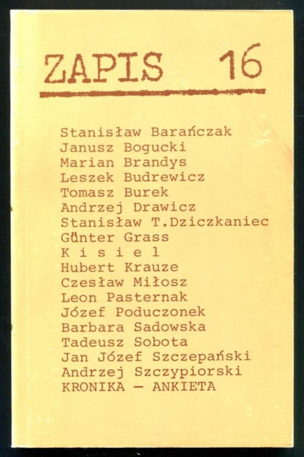 Zapis: poezja, proza, eseje, kronika. [R. 4], nr 16: X 1980.
