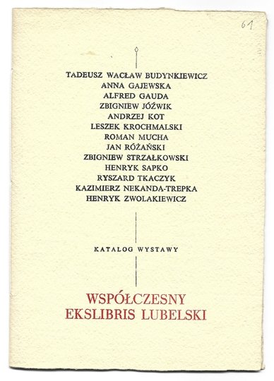 WSPÓŁCZESNY ekslibris lubelski. Katalog wystawy.