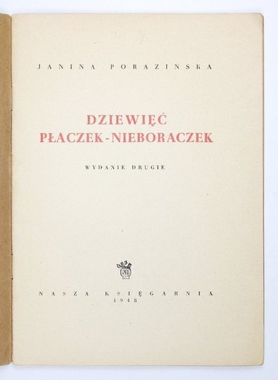 PORAZIŃSKA Janina - Dziewięć płaczek-nieboraczek. Wyd. II