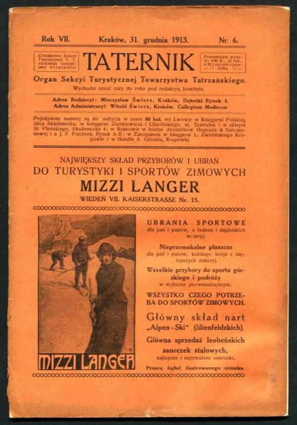 Taternik. Organ Sekcyi Turystycznej Towarzystwa Tatrzańskiego. R. 7: 1913, nr 6