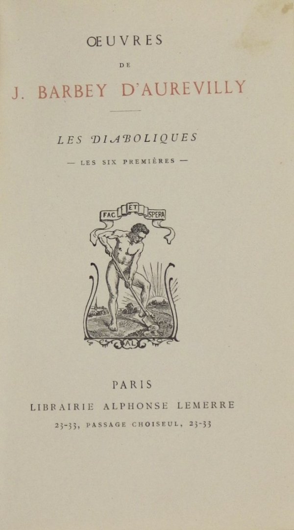 BARBEY D'AUREVILLY Jules Amédée. Oeuvres de ... Les Diaboliques. [pol.: &quot;Plemię diabła&quot;]