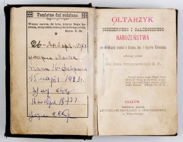BRZOZOWSKI Jan - Ołtarzyk codziennego i całorocznego nabożeństwa po większej części z Pisma św. i Ojców Kościoła. Zebrany przez ...