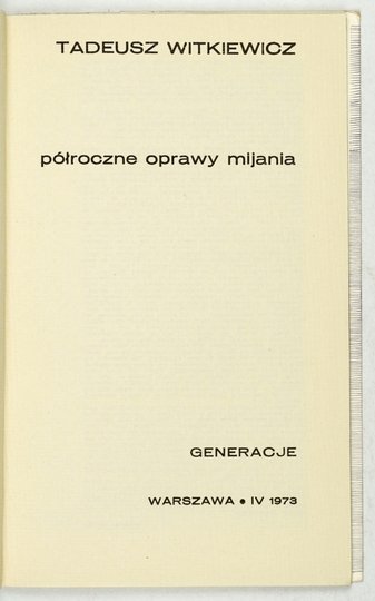 WITKIEWICZ Tadeusz - Półroczne oprawy mijania