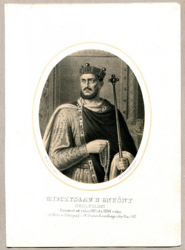Mieczysław II Gnuśny - Król Polski - litografia. [Rys. Aleksander Lesser. Litografował H.Aschenbrenner]