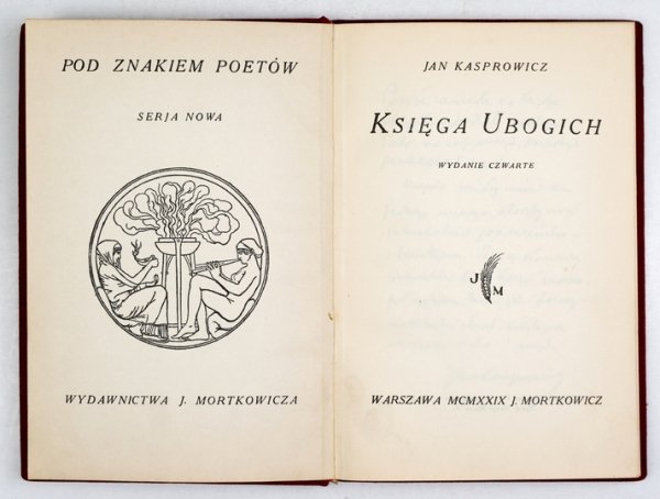 KASPROWICZ Jan - Księga ubogich. Wyd. IV.