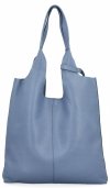 Torebka Skórzana Shopper Bag z Kosmetyczką Jasno Niebieska