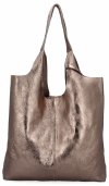 Torebka Skórzana Shopper Bag z Kosmetyczką Stare Złoto
