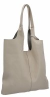 Torebka Skórzana Shopper Bag z Kosmetyczką Beżowa