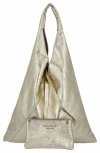 Torebka Skórzana Shopper Bag z Etui Złota