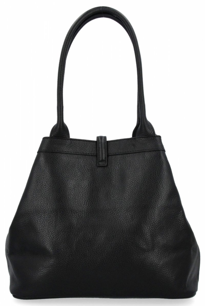 Elegancka Torebka Skórzana typu Shopper Bag Czarna