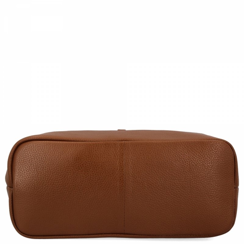 Elegancka Torebka Skórzana typu Shopper Bag Ruda